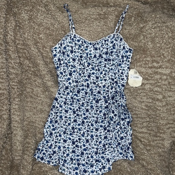 Altar'd State Blue Floral Jumpsuit with Ruffle Details - Picture 3 of 8